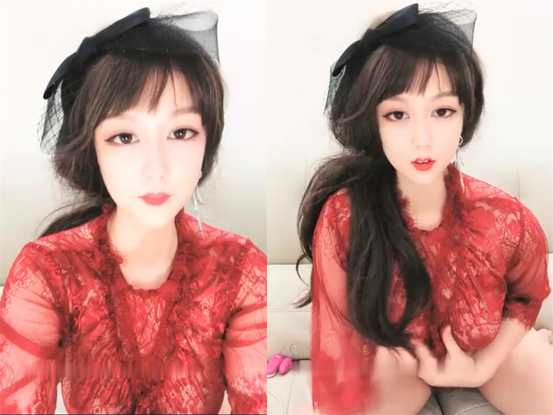 气质白皙眼镜高颜值美女,性感红色透视装大白美乳跳蛋真的假的抽插